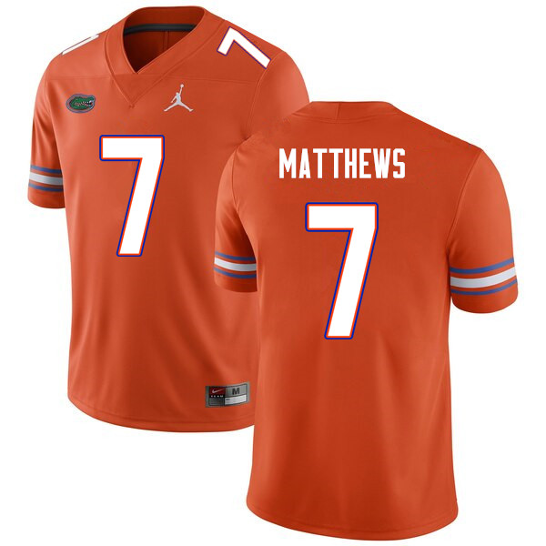 Men #7 Luke Matthews Florida Gators College Football Jerseys Sale-Orange